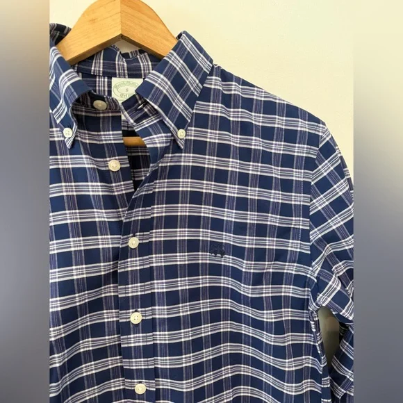 Brooks Brothers Men's Blue Checkered Shirt - Picture 3 of 6